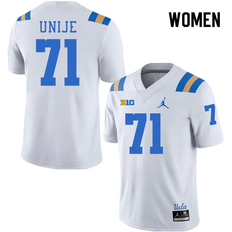 Women #71 Reuben Unije UCLA Bruins College Football Jerseys Stitched-White